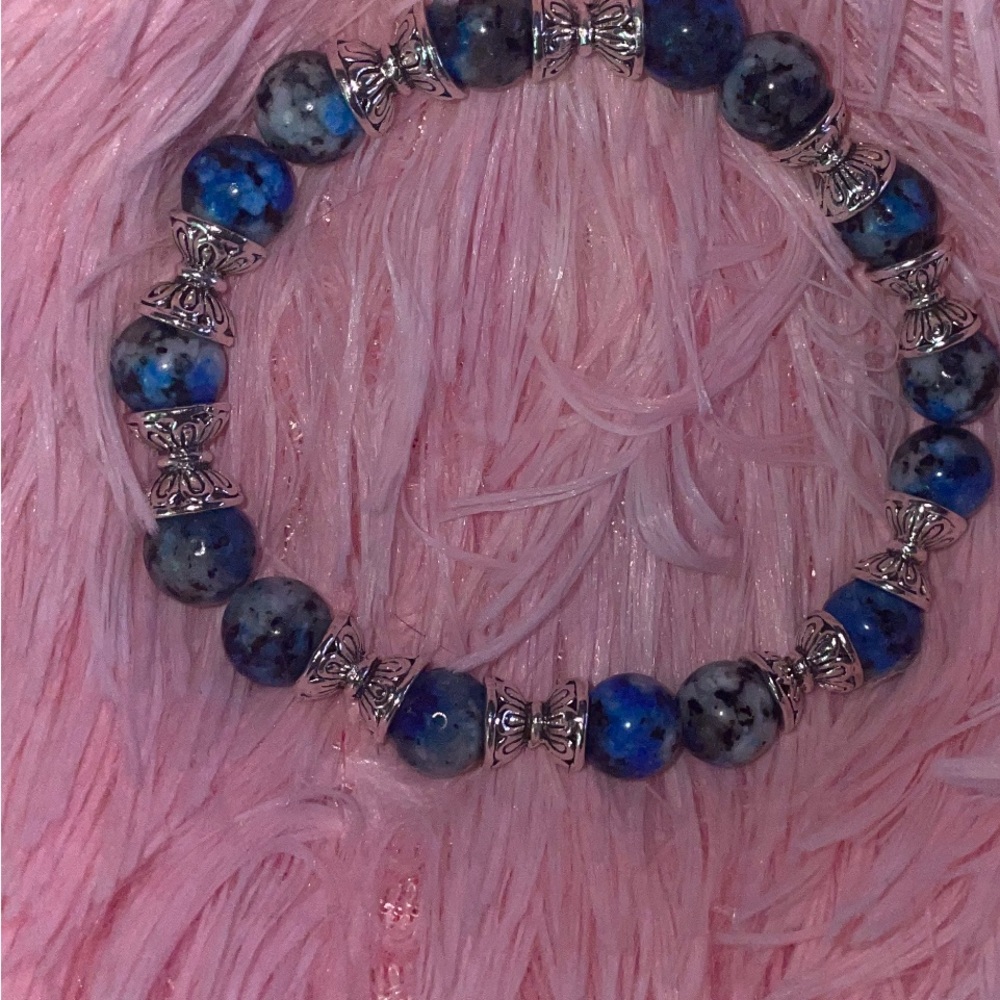 Blue and Silver Beaded Bracelet